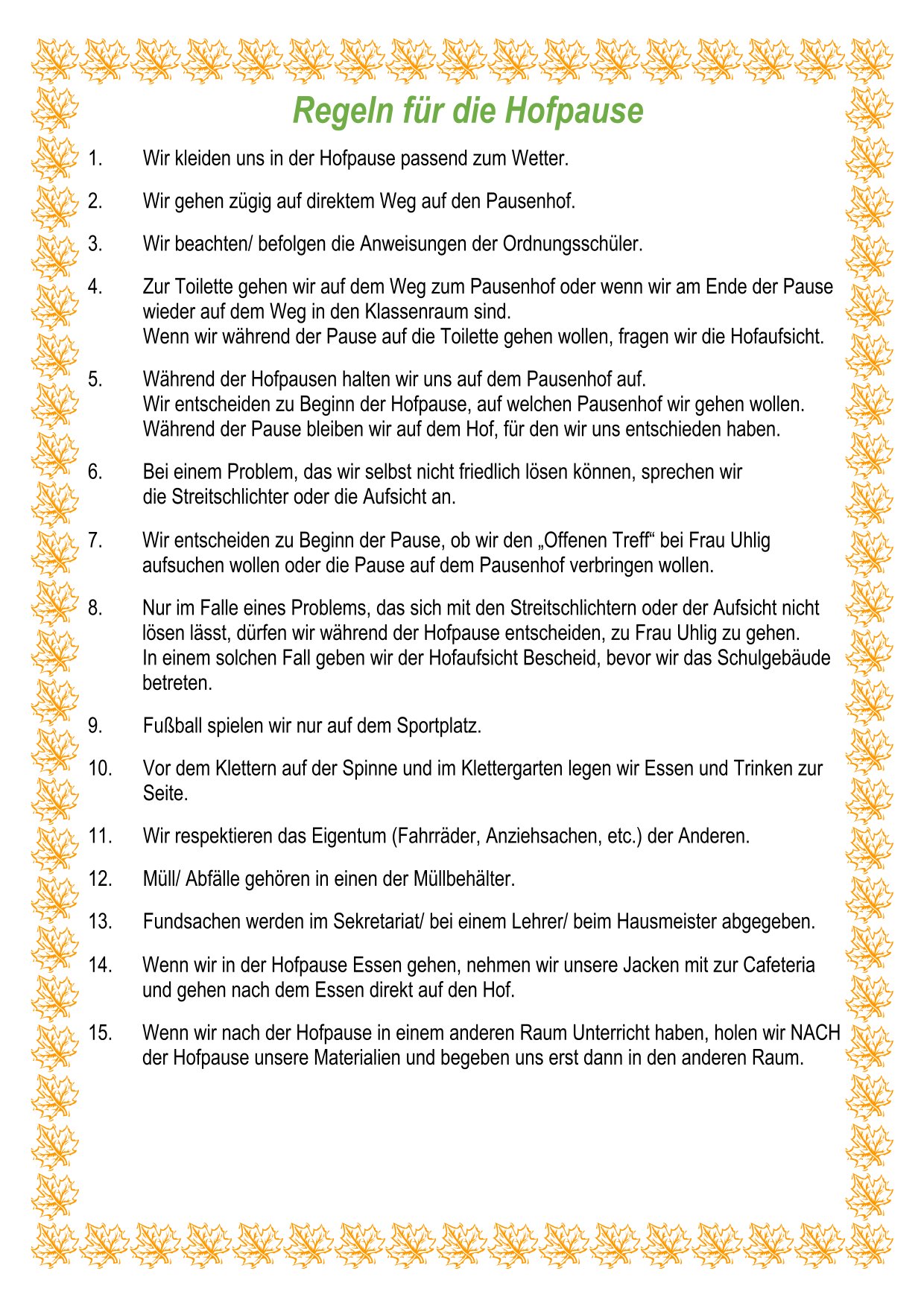 Regeln für die Pausen 2 1