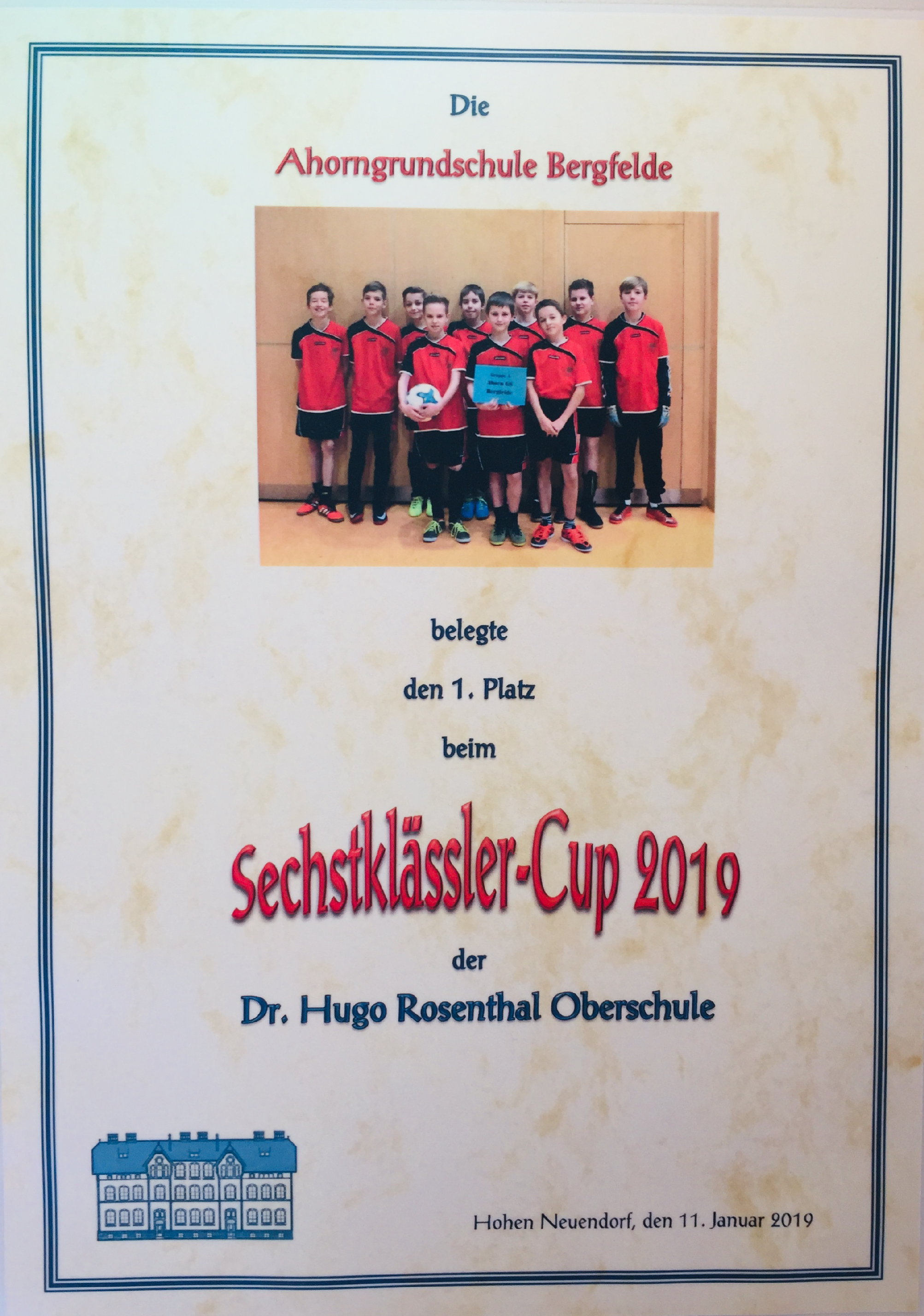 Sechstklässler Cup Urkunde