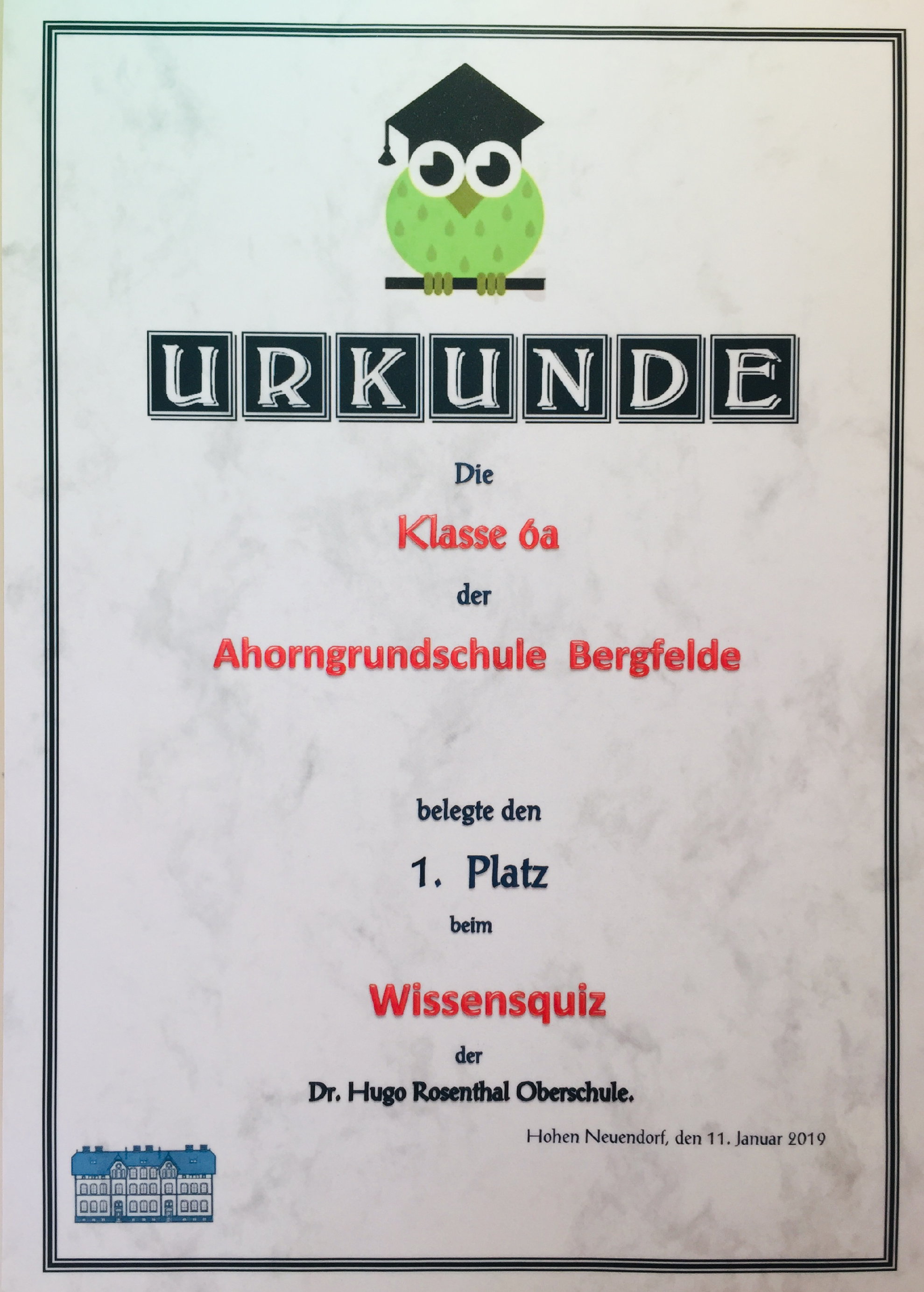 Wissensquiz Urkunde